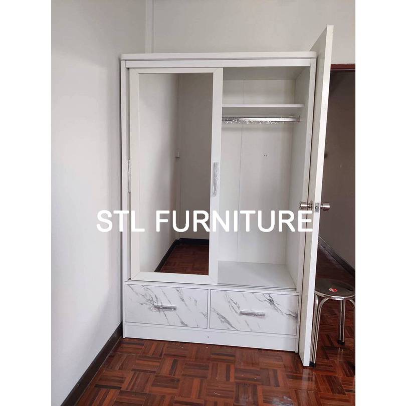 ตู้เสื้อผ้าบานเลื่อนลายหินอ่อน กระจกบานใหญ่