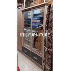 ตู้เสื้อผ้าบานเลื่อนกระจก สีโซลิดกราไฟต์