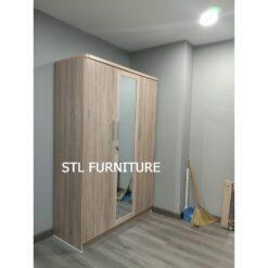 ตู้เสื้อผ้า 135 cm กระจกกลาง สีโซลิด