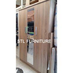 ตู้เสื้อผ้า 3 บาน กระจกกลางยาวส่องได้เต็มตัว สีโซลิด