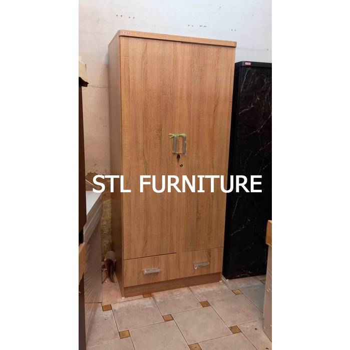 ตู้เสื้อผ้า 80 cm ลิ้นชักคู่ สีโซลิด