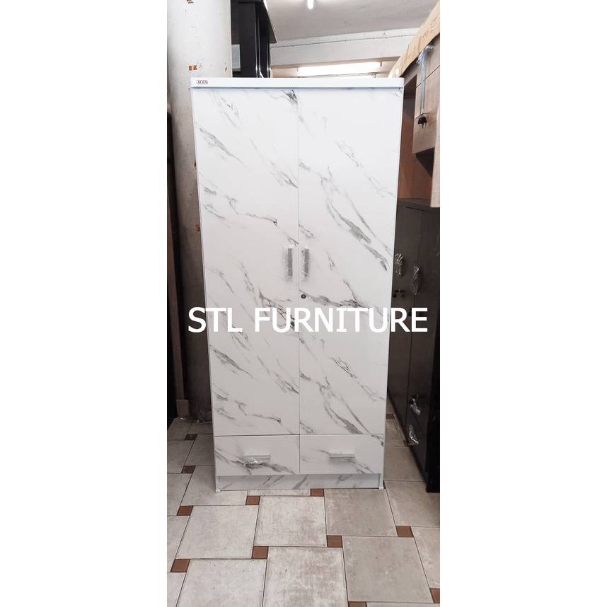 ตู้เสื้อผ้า 80 cm ลิ้นชักคู่ ลายหินอ่อน