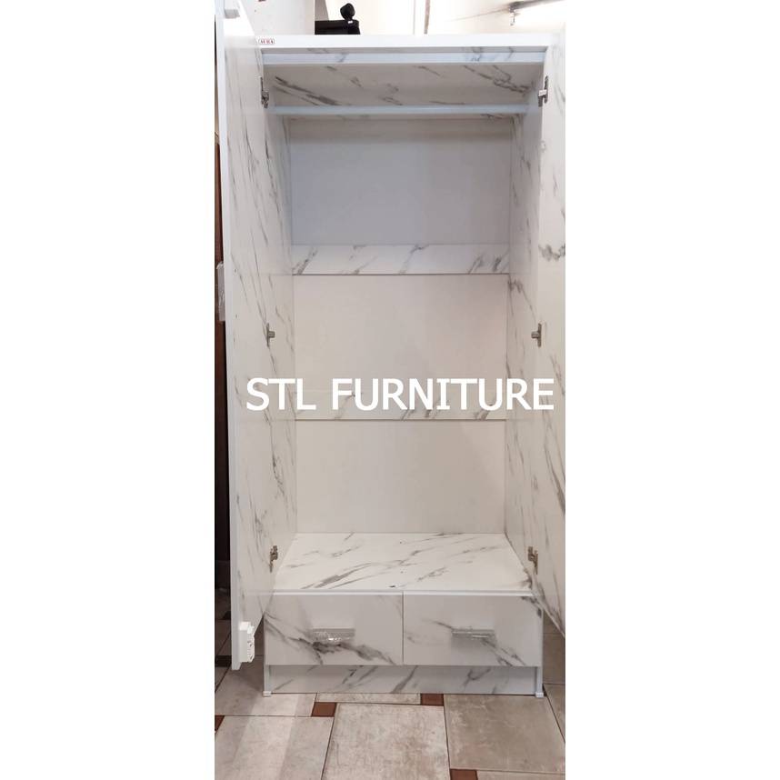 ภายใน ตู้เสื้อผ้า 80 cm ลิ้นชักคู่ ลายหินอ่อน