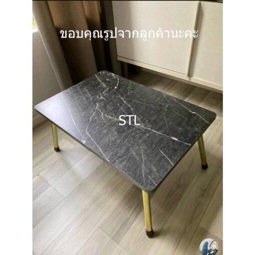 โต๊ะญี่ปุ่นลายหินดำ 40x60 cm ขาสีทอง