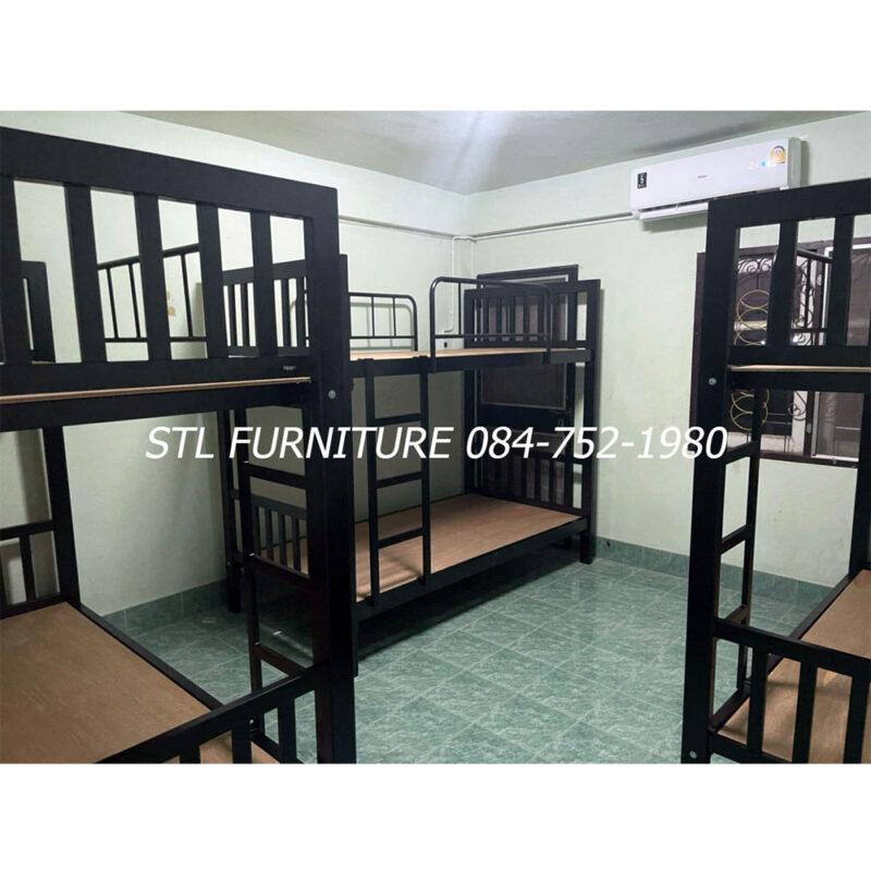 เตียงเหล็กเหลี่ยม 2 ชั้น