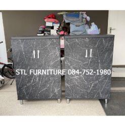 ตู้รองเท้าลายหินดำ มีขา