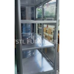 กระจกข้าง ตู้กับข้าวโครงอลูมิเนียมมุมมน 100 cm สีเงิน