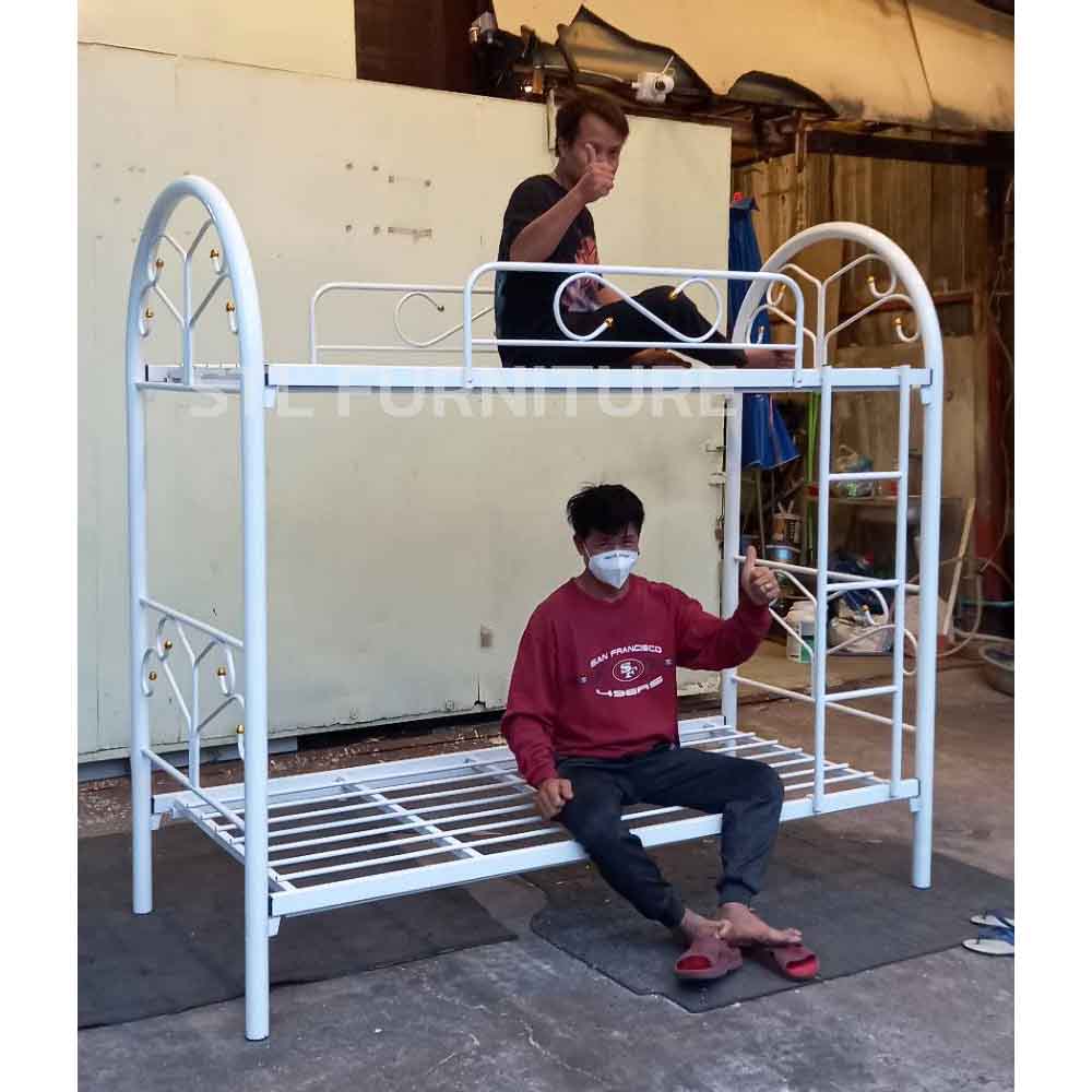 เตียง 2 ชั้น เหล็ก หัวโค้ง 3 ฟุต สาธิตความแข็งแรง