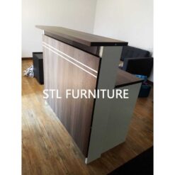 โต๊ะเคาน์เตอร์ 120 cm มีไฟ ด้านหลัง สีไลท์เวงเก้แฟบริค