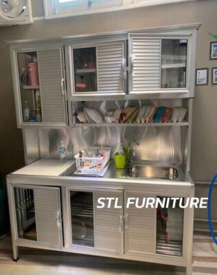 รีวิวตู้ครัวมีอ่าง โครงอลูมิเนียม 150 cm อ่างขวา