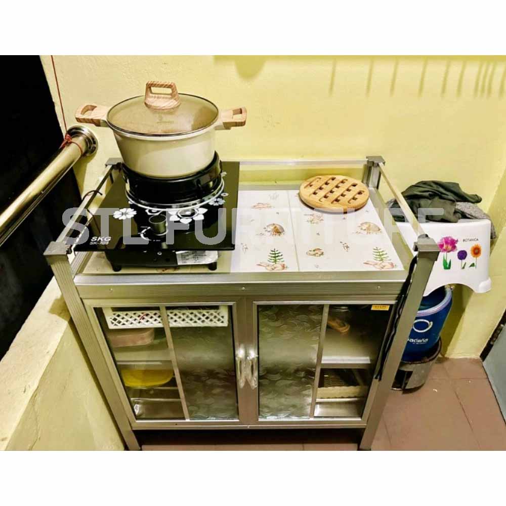 รีวิวการใช้งานตู้วางเตาหน้ากระเบื้อง 80 cm วางเตาแก๊า 2 หัวได้