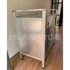 ด้านข้างของตู้วางเตาหน้ากระเบื้อง 80 cm มีรูระบายอากาศ