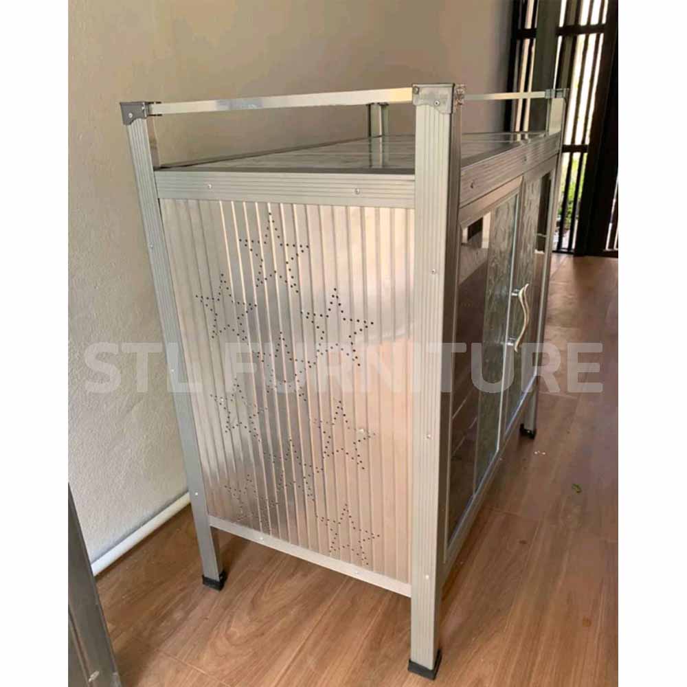 ด้านข้างของตู้วางเตาหน้ากระเบื้อง 80 cm มีรูระบายอากาศ