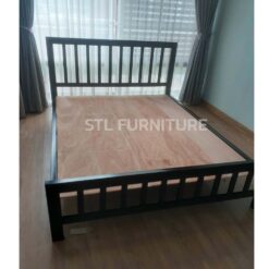 เตียงนอนเหล็ก 5 ฟุต ดำ พร้อมไม้รองเตียง แข็งแรงมาก