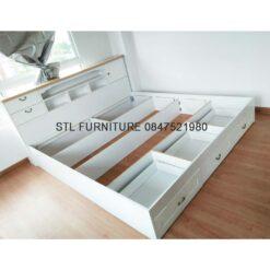 เตียงไม้สีขาวลิ้นชัก3อัน