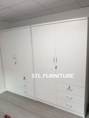 ตู้เสื้อผ้า 4 ฟุต 3 ลิ้นชัก สีขาว