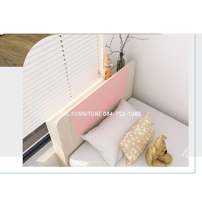 หัวเตียงไม้สีชมพู