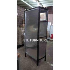 ด้านหลัง ตู้กับข้าวโครงอลูมิเนียม สีชา ขนาดพิเศษ 80 x 40 x 190 cm