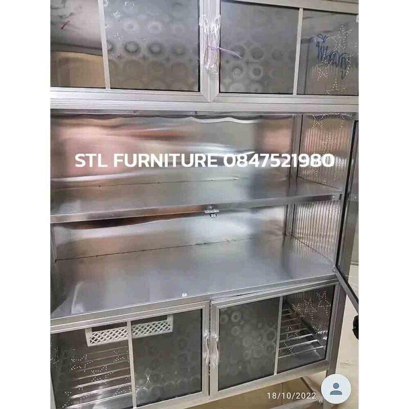 ตู้กับข้าวอลูมิเนียม 4 ฟุต ชั้นอลูมิเนียม