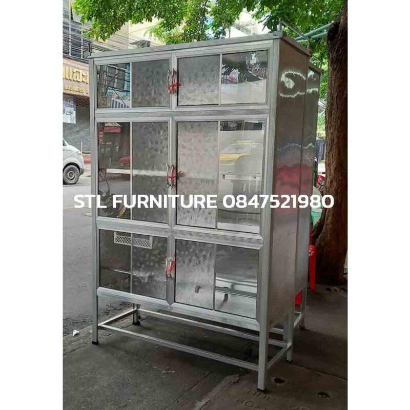 ตู้กับข้าวอลูมิเนียม 4 ฟุต สีเงิน