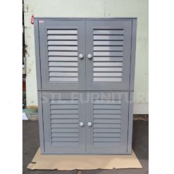 ตู้รองเท้าน PVC 4 ประจูสีเทา รีวิวรูปจริง