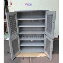 ภายในตู้รองเท้าน PVC 4 ประจูสีเทา รีวิวรูปจริง