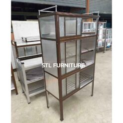 ตู้กับข้าว บานเลื่อน สีชา 3 ฟุต 6 ประตู