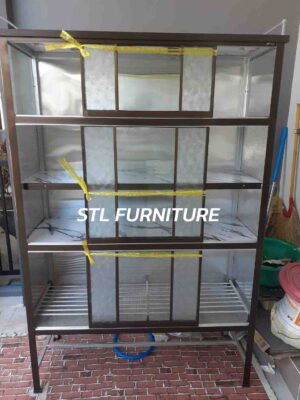 ตู้กับข้าวบานเลื่อน 4 ฟุต สีชา สวย