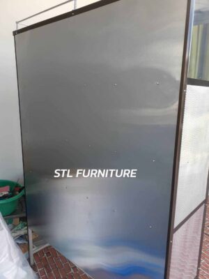 ด้านหลัง ตู้กับข้าวบานเลื่อน 4 ฟุต สีชา