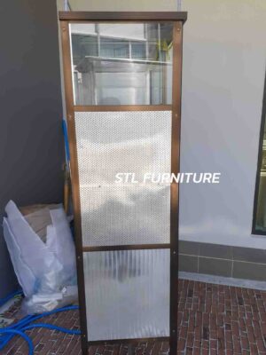 ด้านข้าง ตู้กับข้าวบานเลื่อน 4 ฟุต สีชา