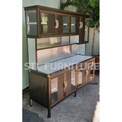 ตู้ครัวต่อบนโครงอลูมิเนียม 180 cm สีชา ด้านบน