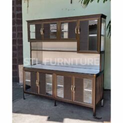 ตู้ครัวต่อบนโครงอลูมิเนียม 180 cm สีชา หันซ้าย