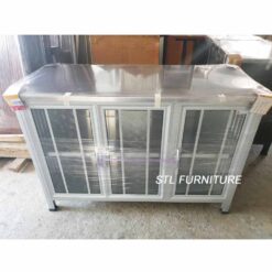 ตู้วางเตาแก๊ส ท็อปสแตนเลส 304 3 บานเปิด