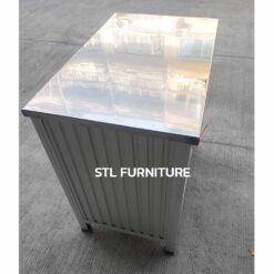 ตู้วางเตาโครงอลูมิเนียม ใบเล็ก หน้าสแตนเลส ด้านข้าง