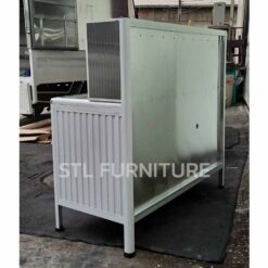 ด้านหลัง ตู้ซิงค์ โครงอลูมิเนียม สีอบขาว 2 หลุม