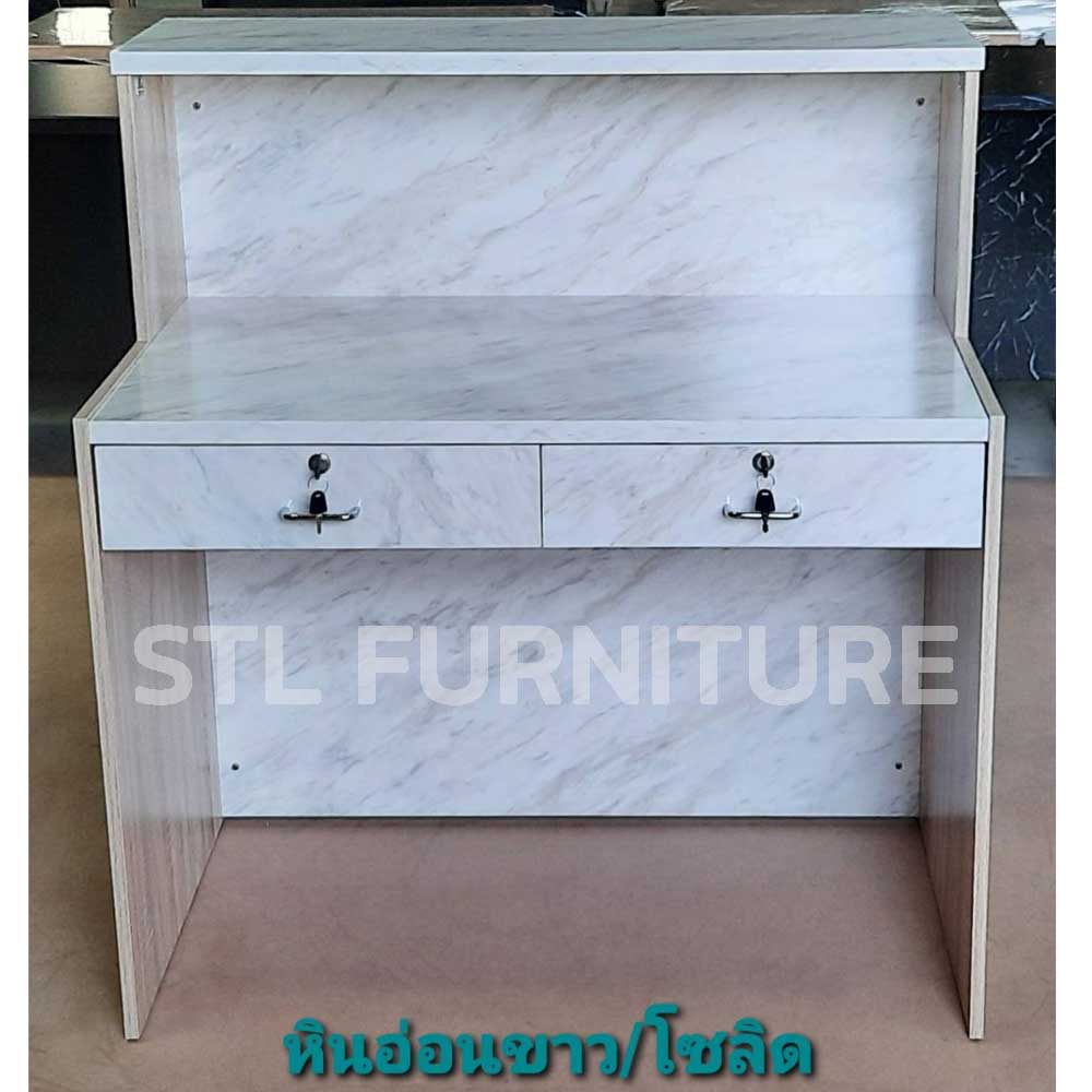 ด้านหน้า โต๊ะเคาน์เตอร์ ลายหิน 100 cm ลายหินอ่อนตัดโซลิด