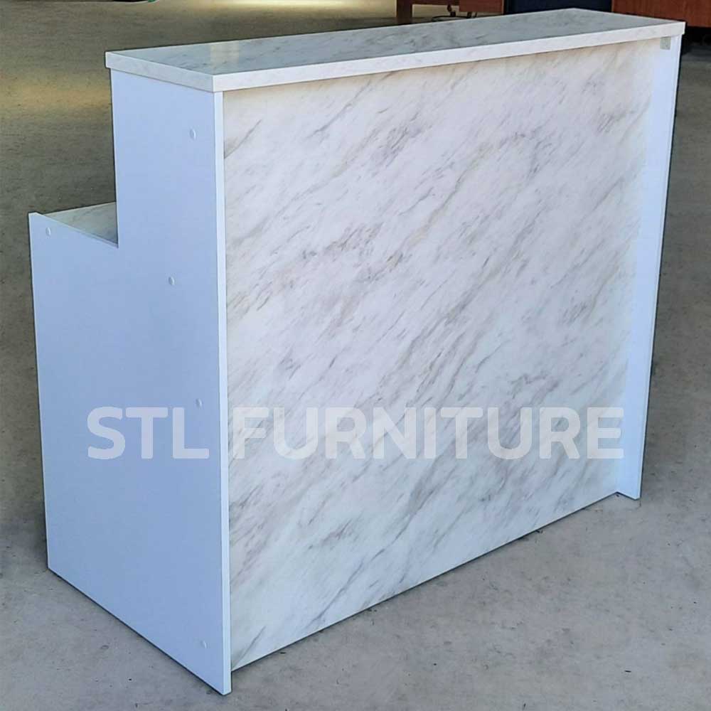 ด้านหน้าโต๊ะเคาน์เตอร์ ลายหิน 100 cm ลายหินอ่อนตัดสีขาว