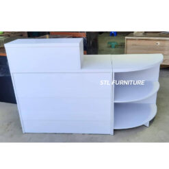 โต๊ะเคาน์เตอร์ พร้อมชั้นวางของเข้ามุม 180 cm ด้านหลัง