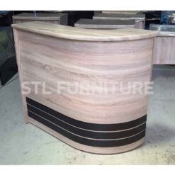 โต๊ะเคาน์เตอร์โค้ง 120 cm 150 cm 3 ลิ้นชัก สีโซลิด คาดสามเส้นสีดำ