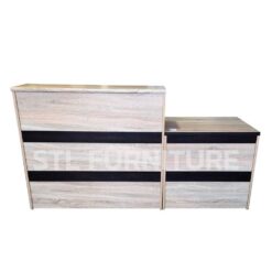 โต๊ะคอม 80 cm + โต๊ะเคาน์เตอร์ 120 cm 2 ลิ้นชัก สีโซลิดคาดเส้นดำ ห้านหน้า