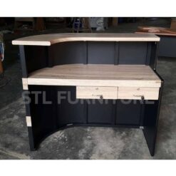 โต๊ะเคาน์เตอร์โค้ง 120 cm 2 ลิ้นชักกลาง สีโซลิดตัดสีดำ