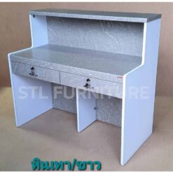 โต๊ะเคาน์เตอร์ 2 ลิ้นชักคู่ สีหินเทาขาว