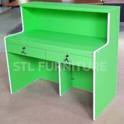 โต๊ะเคาน์เตอร์ 2 ลิ้นชักคู่ สีเขียว