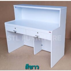 โต๊ะเคาน์เตอร์ 2 ลิ้นชักคู่ สีขาวล้วน