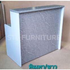 โต๊ะเคาน์เตอร์ 2 ลิ้นชักคู่ หินเทาขาว ด้านหน้า