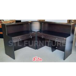 โต๊ะเคาน์เตอร์ 80 cm + 3 ชั้นเข้ามุม + โต๊ะเคาน์เตอร์ 120 cm สีโอ๊ค