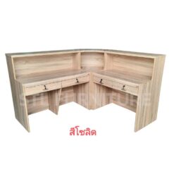 โต๊ะเคาน์เตอร์ 80 cm + 3 ชั้นเข้ามุม + โต๊ะเคาน์เตอร์ 120 cm สีโซลิด