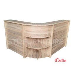 โต๊ะเคาน์เตอร์ 80 cm + 3 ชั้นเข้ามุม + โต๊ะเคาน์เตอร์ 120 cm ด้านหน้า สีโซลิด