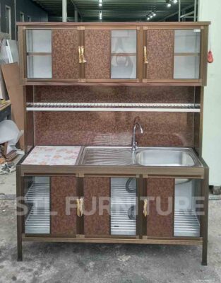 ตู้ซิงค์ล้างจานต่อบน โครงเหล็ก ขนาด 150 cm สีชา111