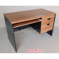 โต๊ะคอมพิวเตอร์ 100 cm 120 cm 2 ลิ้นชัก สีเชอร์รี่ดำ